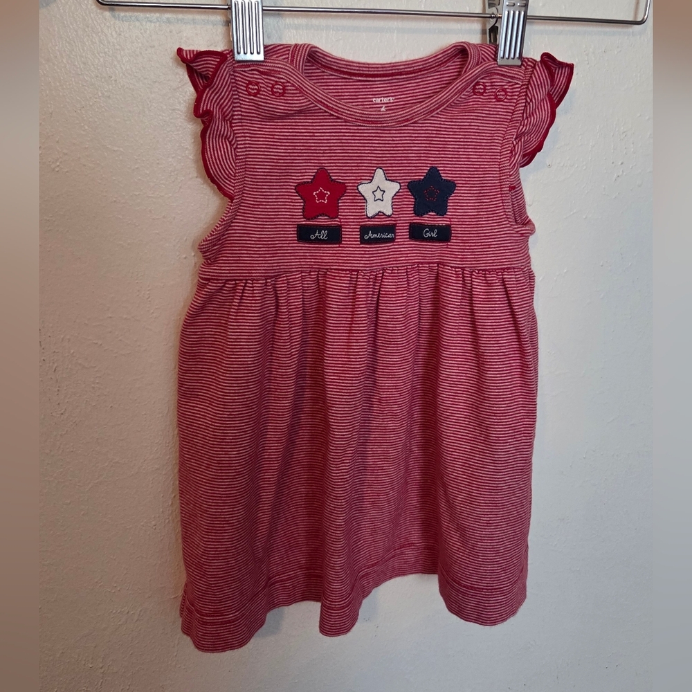 Carter's Red Striped Dress with Star Details